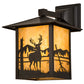 Meyda Lighting Seneca 9" Craftsman Brown Deer at Lake Solid Mount Wall Sconce With Beige Art Shade Glass