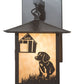 Meyda Lighting Seneca 9" Craftsman Brown Dog Straight Arm Wall Sconce With Beige Shade Glass
