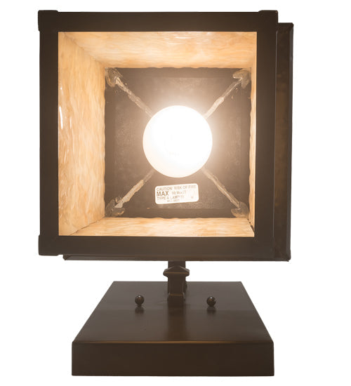 Meyda Lighting Seneca 9" Craftsman Brown Dog Straight Arm Wall Sconce With Beige Shade Glass