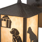 Meyda Lighting Seneca 9" Craftsman Brown Dog Straight Arm Wall Sconce With Beige Shade Glass