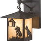 Meyda Lighting Seneca 9" Craftsman Brown Dog Straight Arm Wall Sconce With Beige Shade Glass