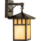 Meyda Lighting Seneca 9" Craftsman Brown Double Bar Mission Wall Sconce With Beige Iridescent Shade Glass