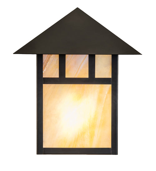 Meyda Lighting Seneca 9" Craftsman Brown Double Bar Wall Sconce With Beige Iridescent Shade Glass