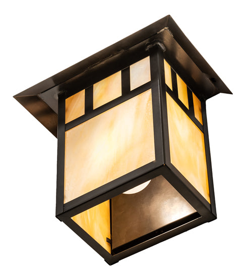 Meyda Lighting Seneca 9" Craftsman Brown Double Bar Wall Sconce With Beige Iridescent Shade Glass