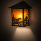 Meyda Lighting Seneca 9" Craftsman Brown Fly Fisherman Wall Sconce With Amber Mica Shade Glass