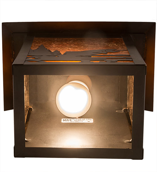 Meyda Lighting Seneca 9" Craftsman Brown Fly Fisherman Wall Sconce With Amber Mica Shade Glass