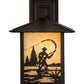 Meyda Lighting Seneca 9" Craftsman Brown Fly Fisherman Wall Sconce With Beige Art Shade Glass