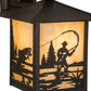 Meyda Lighting Seneca 9" Craftsman Brown Fly Fisherman Wall Sconce With Beige Art Shade Glass