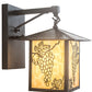 Meyda Lighting Seneca 9" Craftsman Brown Grapes Straight Arm Wall Sconce With Beige Art Shade Glass