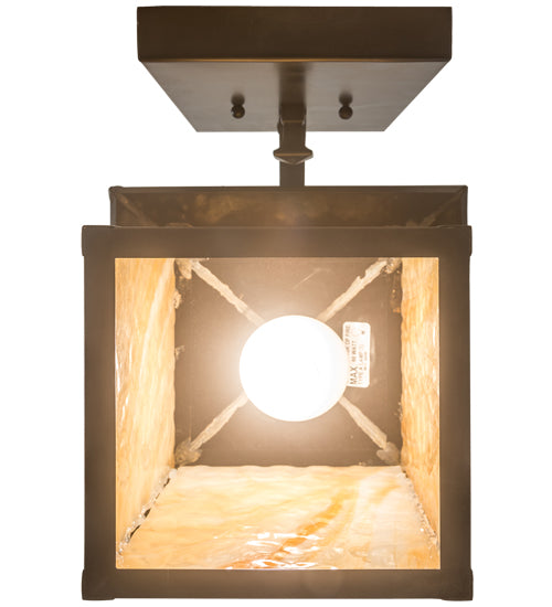 Meyda Lighting Seneca 9" Craftsman Brown Grapes Straight Arm Wall Sconce With Beige Art Shade Glass