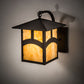 Meyda Lighting Seneca 9" Craftsman Brown Hill Top Curved Arm Wall Sconce With Beige Art Shade Glass