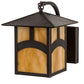 Meyda Lighting Seneca 9" Craftsman Brown Hill Top Curved Arm Wall Sconce With Beige Art Shade Glass