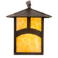 Meyda Lighting Seneca 9" Craftsman Brown Hill Top Curved Arm Wall Sconce With Beige Art Shade Glass