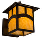 Meyda Lighting Seneca 9" Craftsman Brown Hill Top Curved Arm Wall Sconce With Beige Art Shade Glass