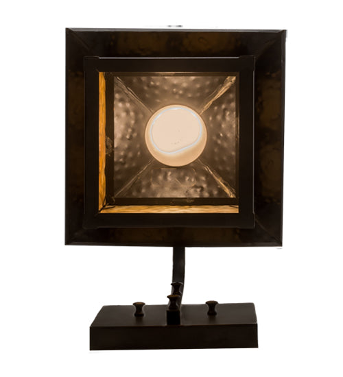 Meyda Lighting Seneca 9" Craftsman Brown Hill Top Curved Arm Wall Sconce With Beige Art Shade Glass
