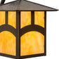 Meyda Lighting Seneca 9" Craftsman Brown Hill Top Curved Arm Wall Sconce With Beige Art Shade Glass
