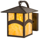Meyda Lighting Seneca 9" Craftsman Brown Hill Top Curved Arm Wall Sconce With Beige Art Shade Glass