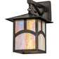 Meyda Lighting Seneca 9" Craftsman Brown Hill Top Wall Sconce With Beige Iridescent Shade Glass