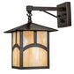 Meyda Lighting Seneca 9" Craftsman Brown Hill Top Wall Sconce With Beige Iridescent Shade Glass