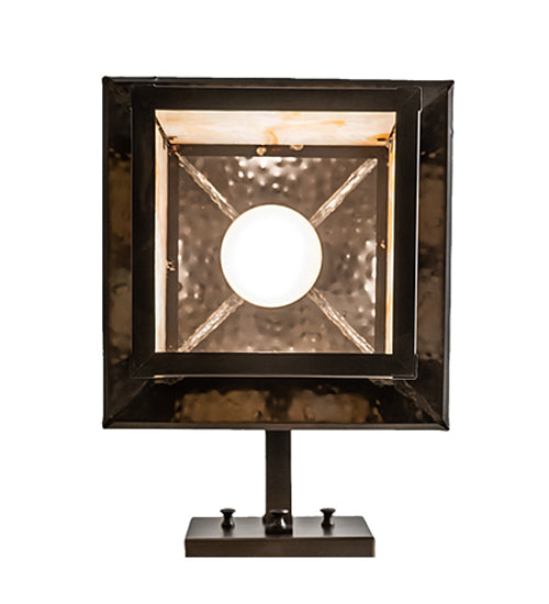 Meyda Lighting Seneca 9" Craftsman Brown Hill Top Wall Sconce With Beige Iridescent Shade Glass