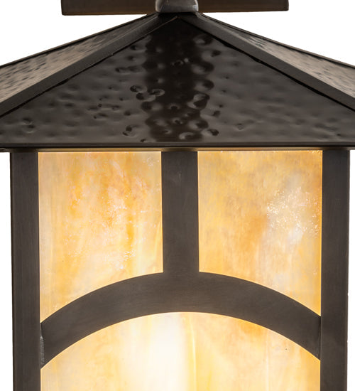 Meyda Lighting Seneca 9" Craftsman Brown Hill Top Wall Sconce With Beige Iridescent Shade Glass