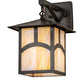 Meyda Lighting Seneca 9" Craftsman Brown Hill Top Wall Sconce With Beige Iridescent Shade Glass