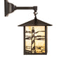 Meyda Lighting Seneca 9" Craftsman Brown Lighthouse Hanging Wall Sconce With Beige Art Shade Glass