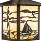 Meyda Lighting Seneca 9" Craftsman Brown Lighthouse Hanging Wall Sconce With Beige Art Shade Glass