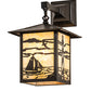 Meyda Lighting Seneca 9" Craftsman Brown Lighthouse Hanging Wall Sconce With Beige Art Shade Glass