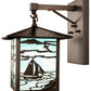 Meyda Lighting Seneca 9" Craftsman Brown Lighthouse Sailboat Wall Sconce With Sky Blue Shade Glass