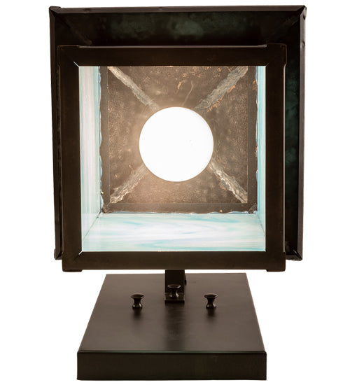 Meyda Lighting Seneca 9" Craftsman Brown Lighthouse Sailboat Wall Sconce With Sky Blue Shade Glass