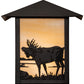 Meyda Lighting Seneca 9" Craftsman Brown Moose Wall Sconce With Beige Art Shade Glass