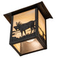 Meyda Lighting Seneca 9" Craftsman Brown Moose Wall Sconce With Beige Art Shade Glass