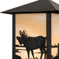 Meyda Lighting Seneca 9" Craftsman Brown Moose Wall Sconce With Beige Art Shade Glass