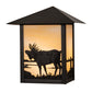 Meyda Lighting Seneca 9" Craftsman Brown Moose Wall Sconce With Beige Art Shade Glass