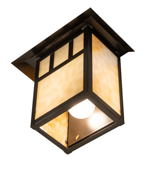 Meyda Lighting Seneca 9" Craftsman Brown On Brass Double Bar Mission Wall Sconce With Beige Shade Glass