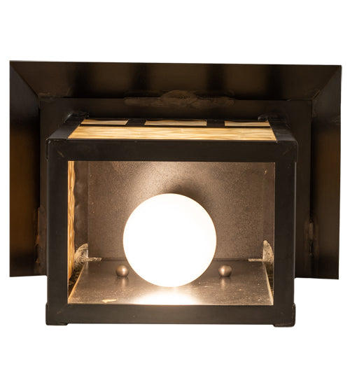 Meyda Lighting Seneca 9" Craftsman Brown On Brass Double Bar Mission Wall Sconce With Beige Shade Glass