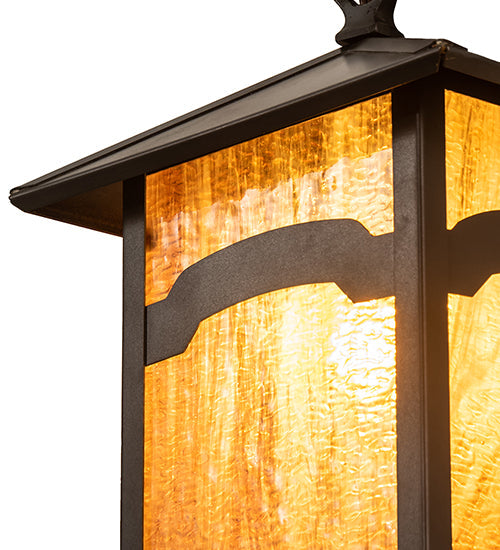 Meyda Lighting Seneca 9" Craftsman Brown On Brass Mountain View Wall Sconce With Honey Art Shade Glass