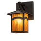 Meyda Lighting Seneca 9" Craftsman Brown On Brass Mountain View Wall Sconce With Honey Art Shade Glass