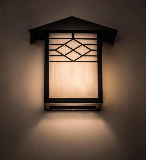 Meyda Lighting Seneca 9" Craftsman Brown Ponte Wall Sconce With White Art Shade Glass
