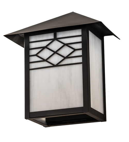 Meyda Lighting Seneca 9" Craftsman Brown Ponte Wall Sconce With White Art Shade Glass