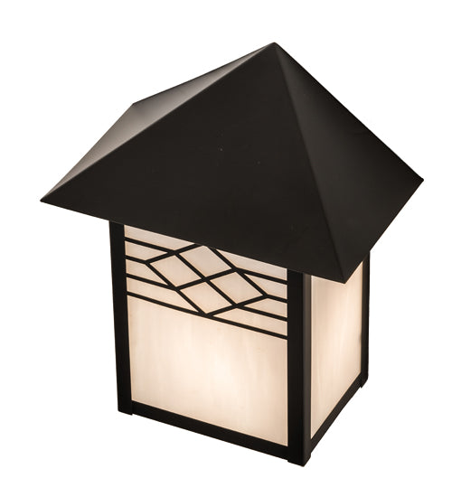 Meyda Lighting Seneca 9" Craftsman Brown Ponte Wall Sconce With White Art Shade Glass