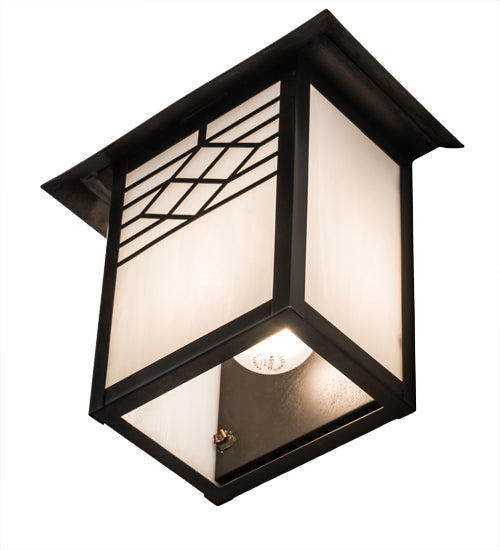 Meyda Lighting Seneca 9" Craftsman Brown Ponte Wall Sconce With White Art Shade Glass
