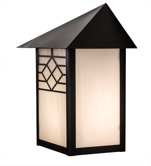 Meyda Lighting Seneca 9" Craftsman Brown Ponte Wall Sconce With White Art Shade Glass