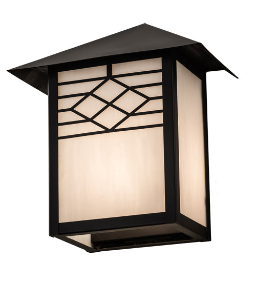 Meyda Lighting Seneca 9" Craftsman Brown Ponte Wall Sconce With White Art Shade Glass