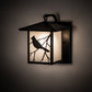 Meyda Lighting Seneca 9" Craftsman Brown Song Bird Curved Arm Wall Sconce With Clear Seeded Shade Glass