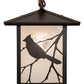 Meyda Lighting Seneca 9" Craftsman Brown Song Bird Curved Arm Wall Sconce With Clear Seeded Shade Glass