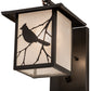 Meyda Lighting Seneca 9" Craftsman Brown Song Bird Curved Arm Wall Sconce With Clear Seeded Shade Glass