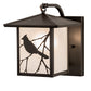 Meyda Lighting Seneca 9" Craftsman Brown Song Bird Curved Arm Wall Sconce With Clear Seeded Shade Glass