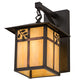Meyda Lighting Seneca 9" Craftsman Brown Sprig Hanging Wall Sconce With Beige Iridescent Art Shade Glass